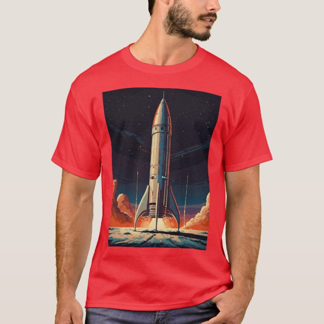 Retro Rocketeer Blast till tidigare rymdforskning T Shirt (Framsida)