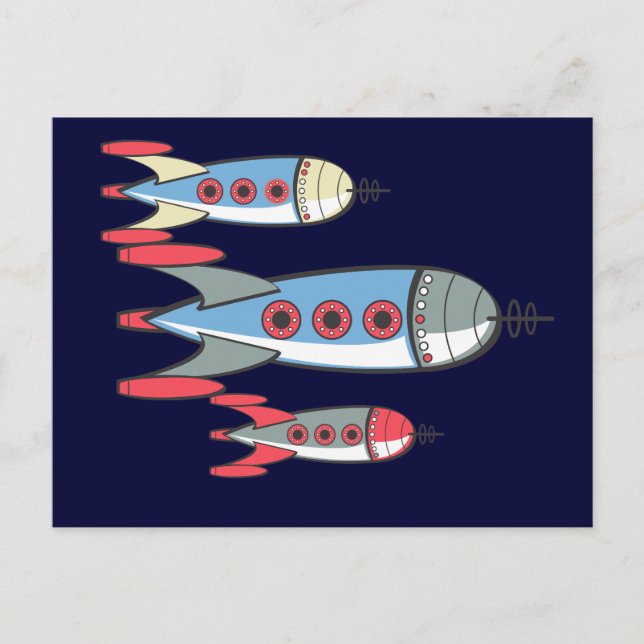 Retro Rockets Times tre Vykort (Framsida)