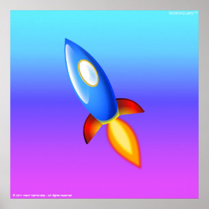Retro rocketshipaffisch poster