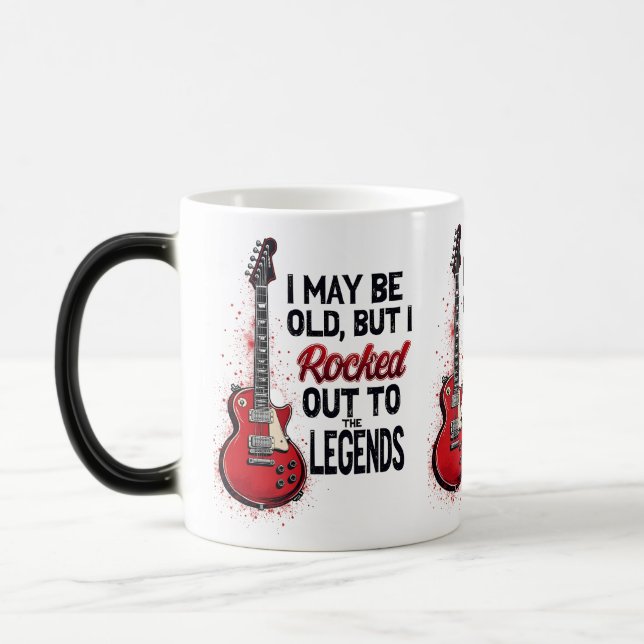 Retro Rockgitarr Klassisk Musik Nostalgi Design Magisk Mugg (Vänster)
