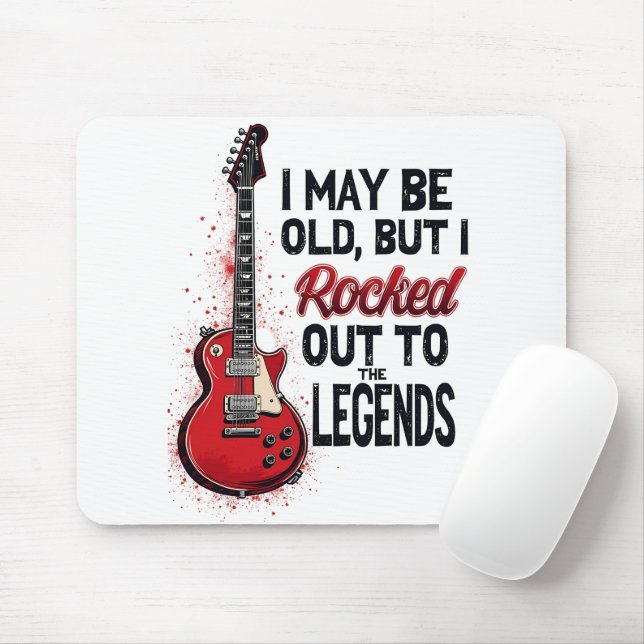 Retro Rockgitarr Klassisk Musik Nostalgi Design Musmatta (Med mus)