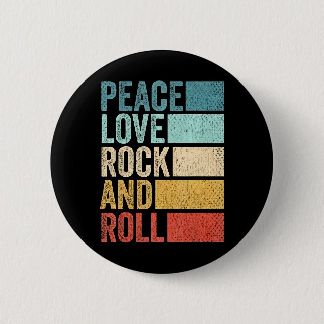 Retro Rocknroll Music Peace Kärlek Rock and roll Knapp (Framsida)
