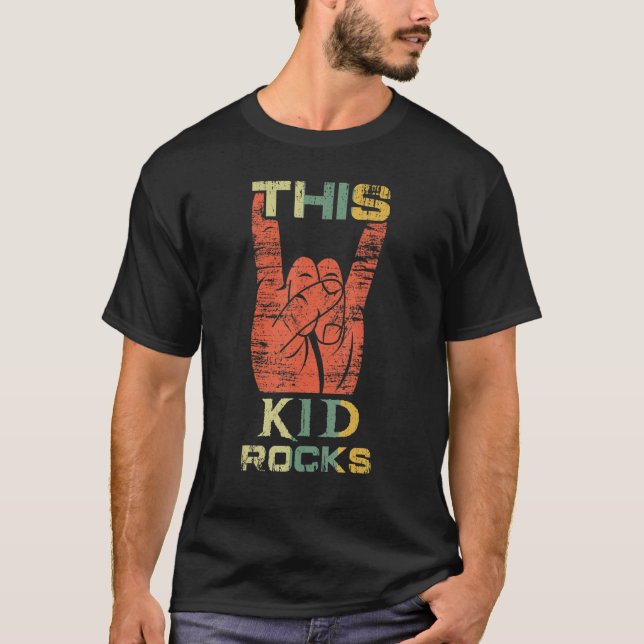 Retro Rocks Hand Metal Sign Rock Rocker Metal Kids T Shirt (Framsida)