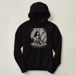 Retro Rockstjärna Basset Hound Gitarrist Monokrom T Shirt