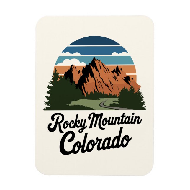 Retro Rocky Mountain nationalpark Magnet (Vertikal)