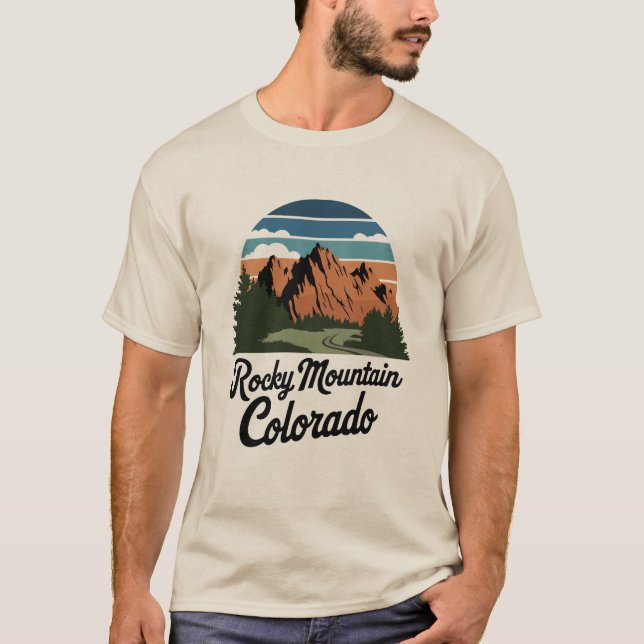 Retro Rocky Mountain nationalpark T Shirt (Framsida)