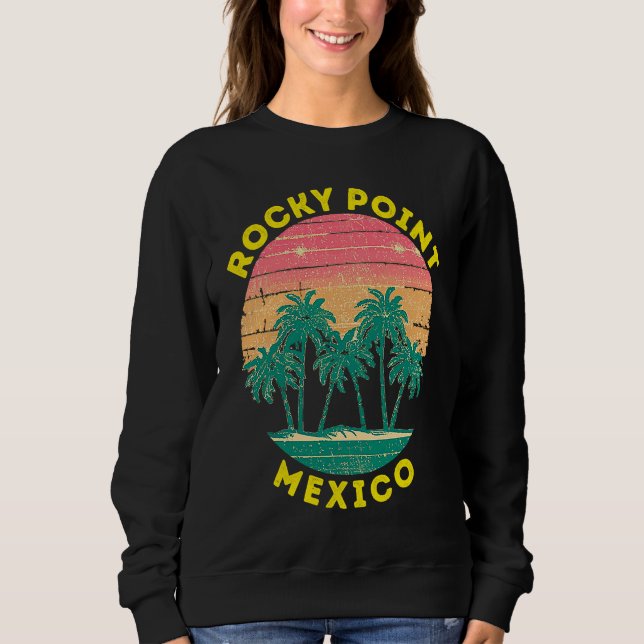 Retro Rocky Point Semester Souvenir Palmträd T Shirt (Framsida)