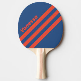 Retro Röd & Blå Trekantig Randig med Namn Pingisracket