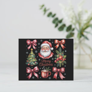 Retro röd Coquette jul söta Xmas högtid Helg Vykort