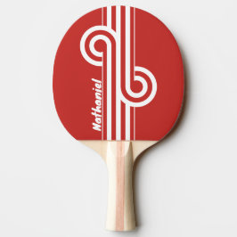 Retro röd dubbelrandig loop med namn pingisracket