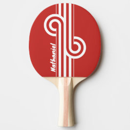 Retro röd dubbelrandig loop med namn pingisracket