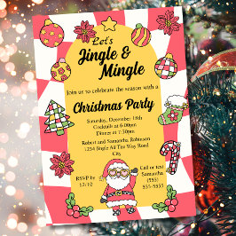 Retro Röd Groovy Jingle & Mingle Julfest Inbjudningar