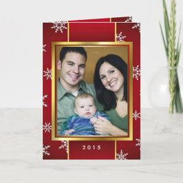 Retro röd guld- anpassningsbar för helgkort