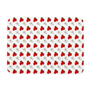 Retro röd jordgubb- och blommönster magnet