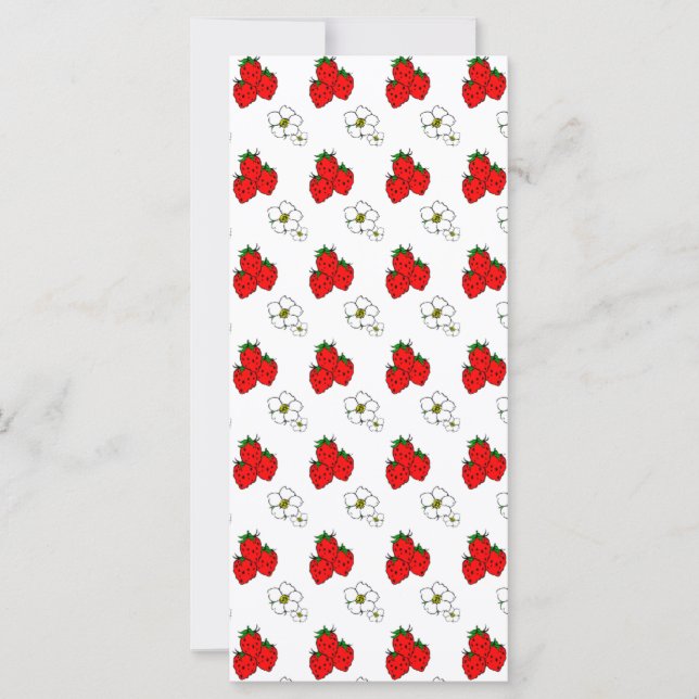 Retro röd jordgubbs- och blommönster (Framsida)
