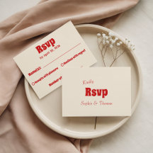 Retro Röd & Kräm Vintage Typografi Bröllop