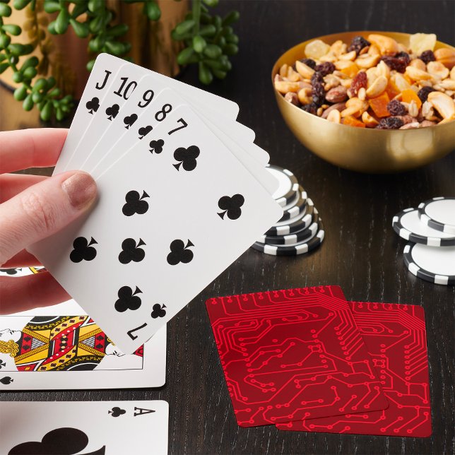 Retro röd kretskortsteknikmönster casinokort (Skapare uppladdad)