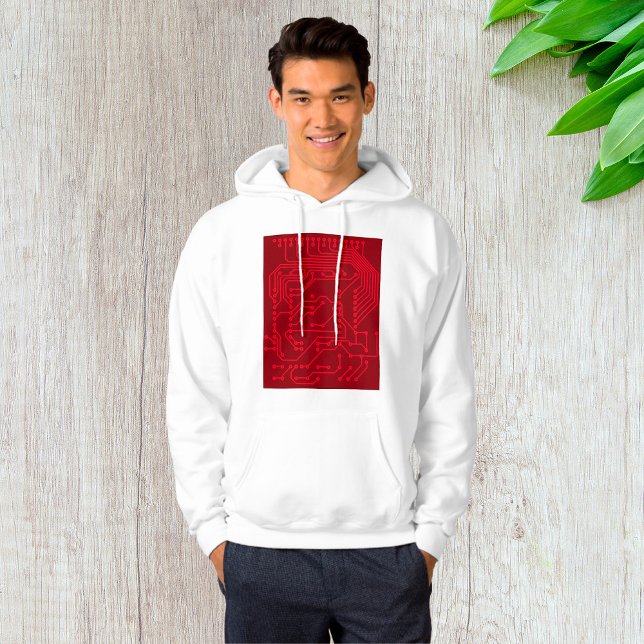 Retro röd kretskortsteknikmönster hoodie (Skapare uppladdad)
