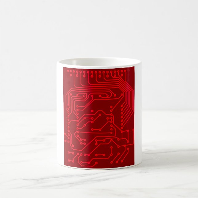 Retro röd kretskortsteknikmönster kaffemugg (Skapare uppladdad)