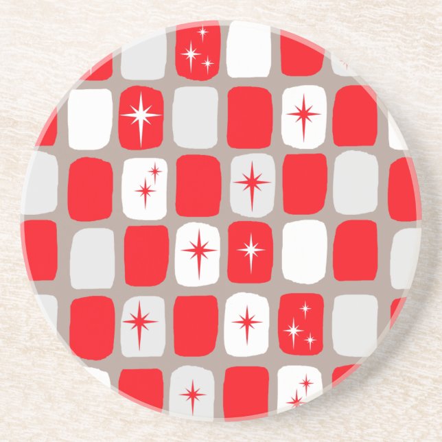 Retro röd kustfartyg för Starbursts sandstendrink Underlägg Sandsten (Framsidan)