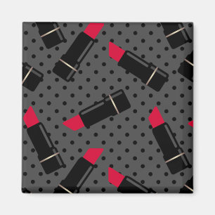 Retro, röd läppstift magnet