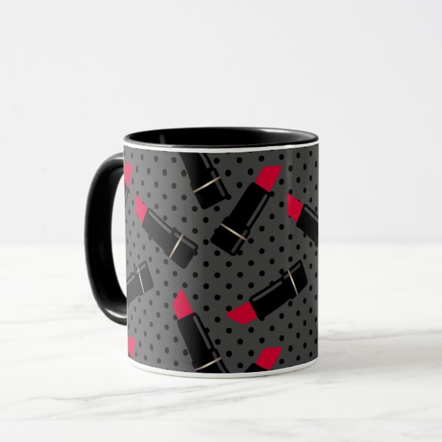 Retro, röd läppstift mugg (Framsida vänster)