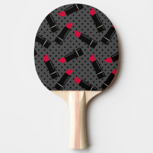 Retro, röd läppstift pingisracket
