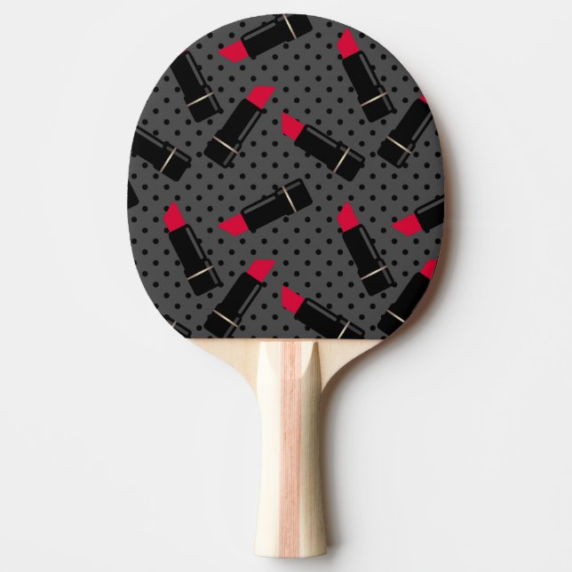 Retro, röd läppstift pingisracket (Framsidan)