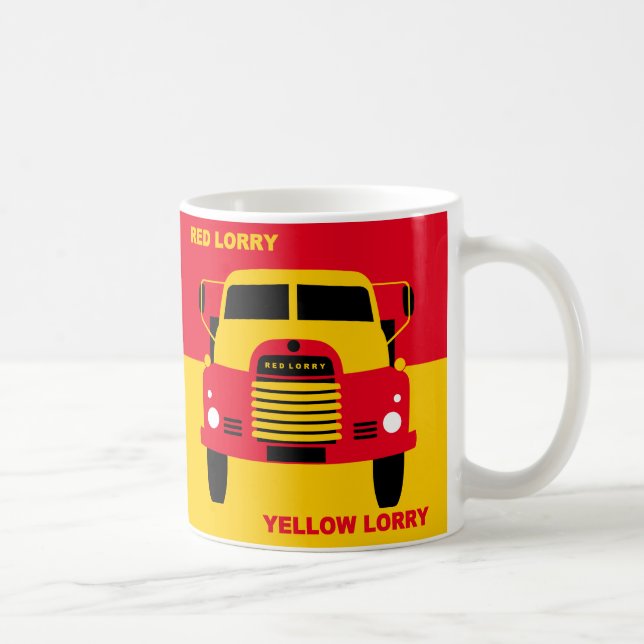 Retro röd lastbil Gul lastbil Kitsch Kaffemugg (Höger)