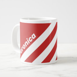 Retro Röd med tre ränder och namn Jumbo Mugg