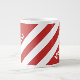 Retro Röd med tre ränder och namn Jumbo Mugg