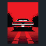 Retro röd muskelbil bakre Pop Art-illustration Poster<br><div class="desc">Retro Röd Muskelbil Bakre Pop Art Illustrations Tryck</div>