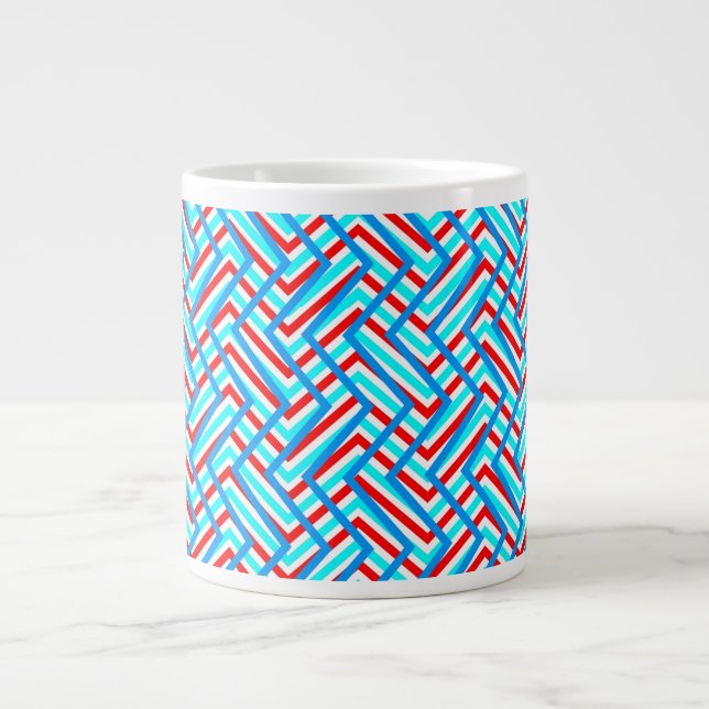 Retro röd och blå grafisk tryck jumbo mugg (Framsidan)