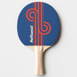 Retro röd och blå randig loop med namn pingisracket