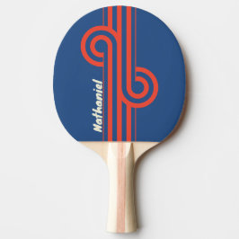 Retro röd och blå randig loop med namn pingisracket