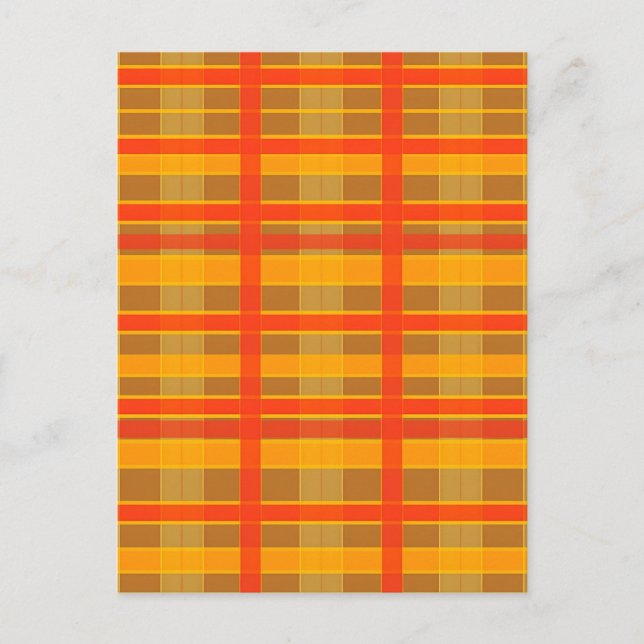 Retro röd orange rutig plattformsdesign vykort (Framsida)