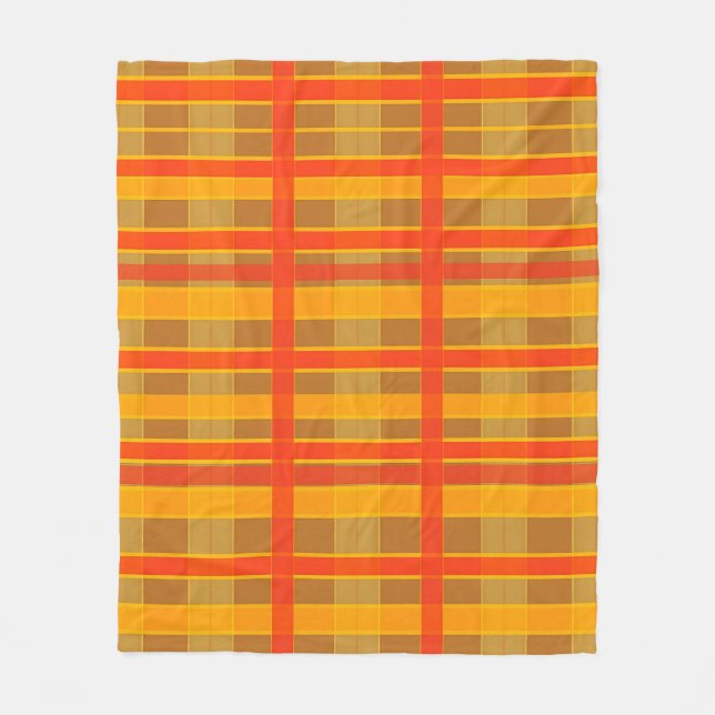 Retro röd orange rutig randig mönster fleecefilt (Framsidan)