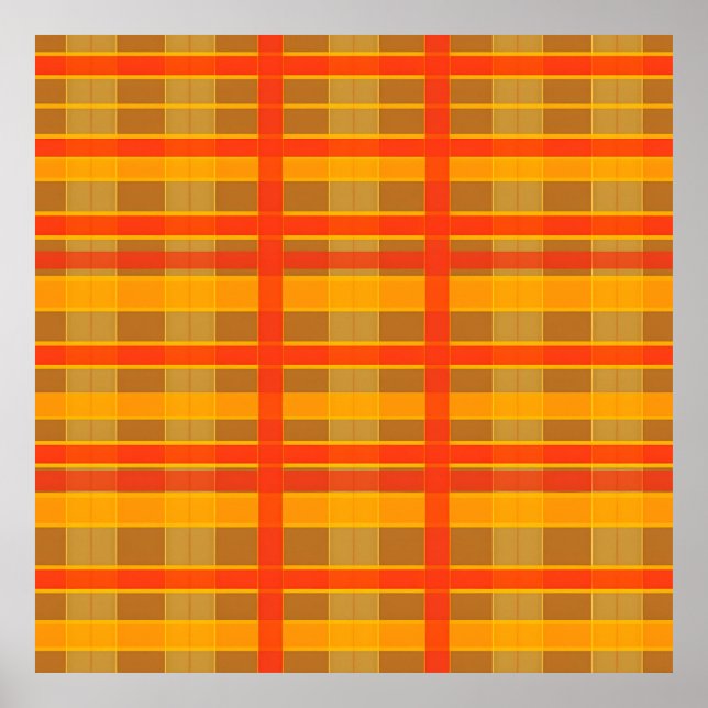 Retro röd orange rutig randig mönster poster (Framsidan)