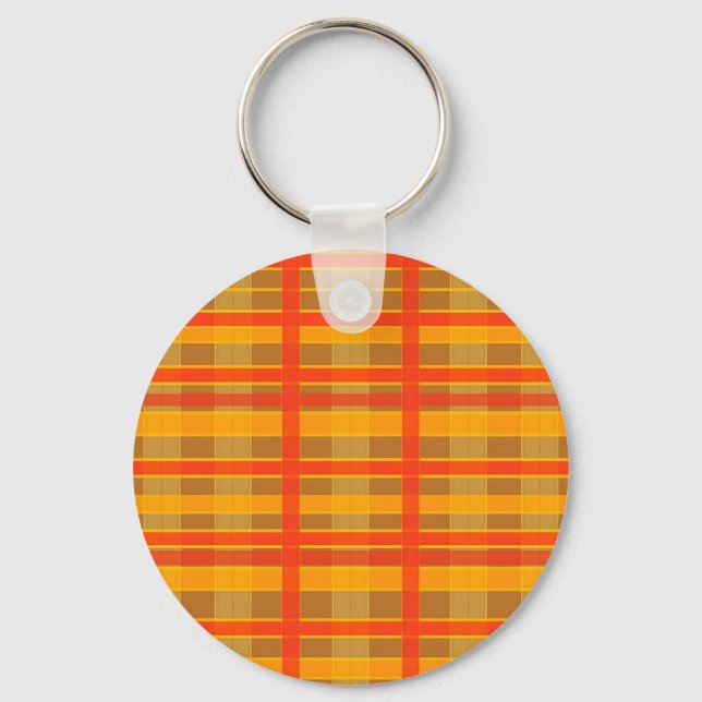 Retro röd orange rutig rutmönster nyckelring (Framsida)