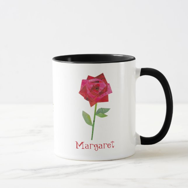 Retro Röd ros Cute Midsekall Valentine Mugg (Höger)