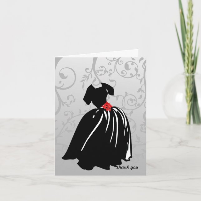 Retro Röd ros Tack Kort (Framsida)