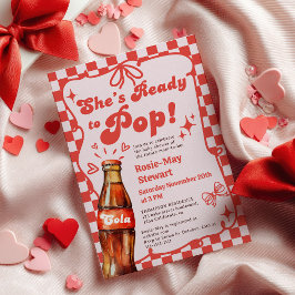 Retro Röd Rutig Färdig att Poppa Cola Barnkalas Inbjudningar