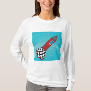 Retro röd rymdraket i galaktiskt rymden t shirt