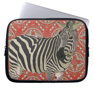 Retro röd sebradatorsleeve laptop fodral
