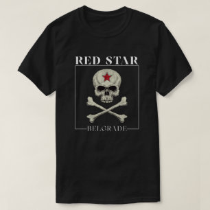 Retro Röd Stjärna Belgrad Fan Skalle T Shirt
