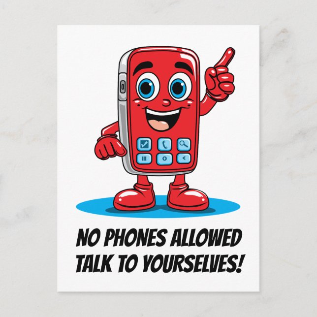Retro röd telefonförbudsillustration vykort (Framsida)