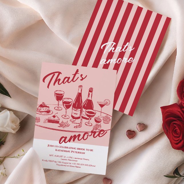 Retro röd ”that's amore” Bröllopsdusch Inbjudningar (Skapare uppladdad)
