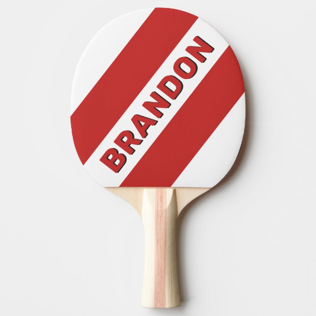 Retro Röd Tre Feta Ränder med Namn Pingisracket (Framsidan)