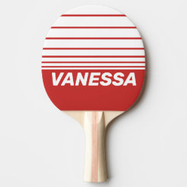 Retro Röd Tre Horisontella Ränder med Namn Pingisracket