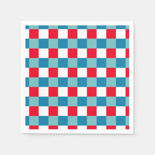 Retro Röd Vit Blå Tartan Rutig 4:e Juli Pappersservett